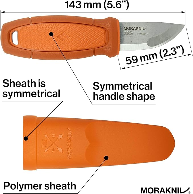 Morakniv Eldris Fixed-Blade Pocket-Sized Knife with Sandvik Stainless Steel Blade Lanyard and Firestarter 2.2-Inch