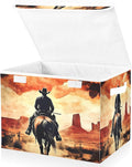 Desert Cowboy Horse Storage Bins with Lids Foldable Storage Boxes Cube Closet Storage Baskets Container Organizers for Home Bedroom Office