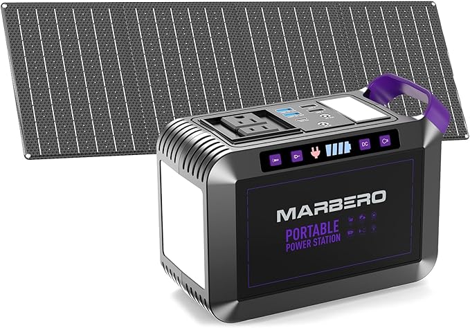 MARBERO 172Wh Solar Generator with 40W Solar Panel Portable Solar Power Station 200W Camping Outdoor Hiking Fishing Emergency CPAP