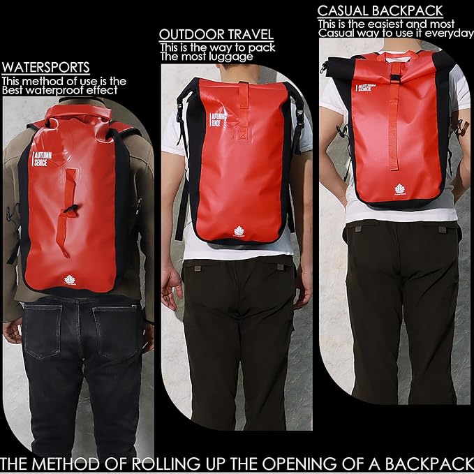 Dry Bags Waterproof BackpackWaterproof backpack for Water sportsboatingFloatinghiking camping and other outdoor activities 25L.(Red)