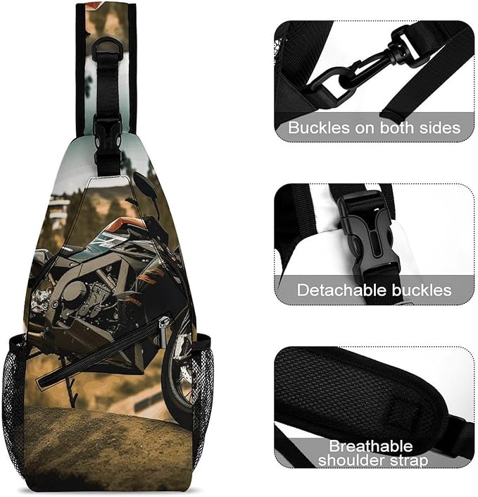 Sport Motorcycle Sling Bag Chest Shoulder Backpack Crossbody Bags Travel Chest Pack Anti Theft Fanny Pack Men Women