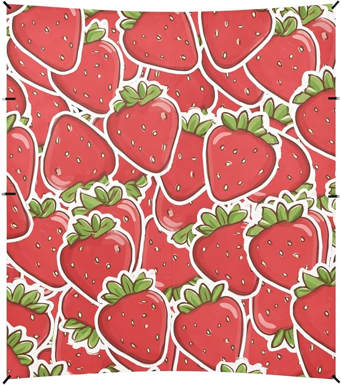 ALAZA Red Strawberry Pattern Beach Tent Sun Shelter Portable Canopy Sunshade for Outdoor Camping Picnics Backyard Fun 10x9 ft