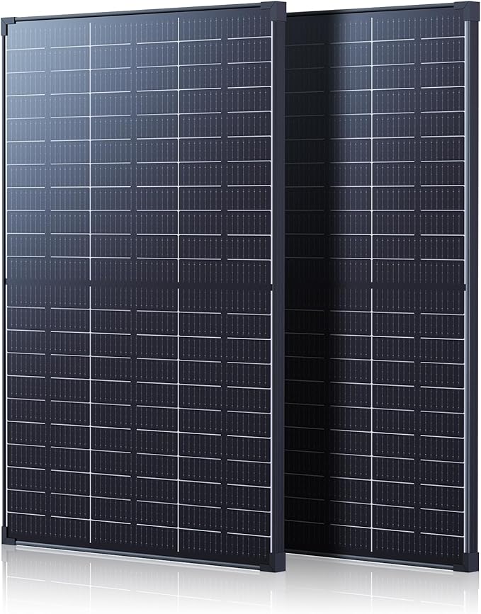 240W N-Type Bifacial Solar Panel 16BB 25% High-Efficiency Dual-Module Parallel Anti-Shade Design 30% Extra Dual-Sided Output for RV Van Camping Home Rooftop Off-Grid Systems(2x120W)