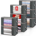 Large Storage Bags 8 Pack Clothes Storage Bins Foldable Closet Organizers Storage Containers with Durable Handles Thick Fabric for Blanket Comforter Clothing Bedding 90 L (Gray)