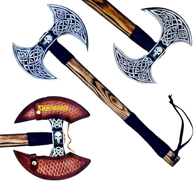 [Dark Warrior] 7.50 lbsHandmade Double Headed axe Berserker Axe Large Norse Axe Hand Forged Steel AxeDouble Blade Axe Forest Axes Hewing Axe Broad Axe Hunting Axe Dane Axe Viking Battle Axe