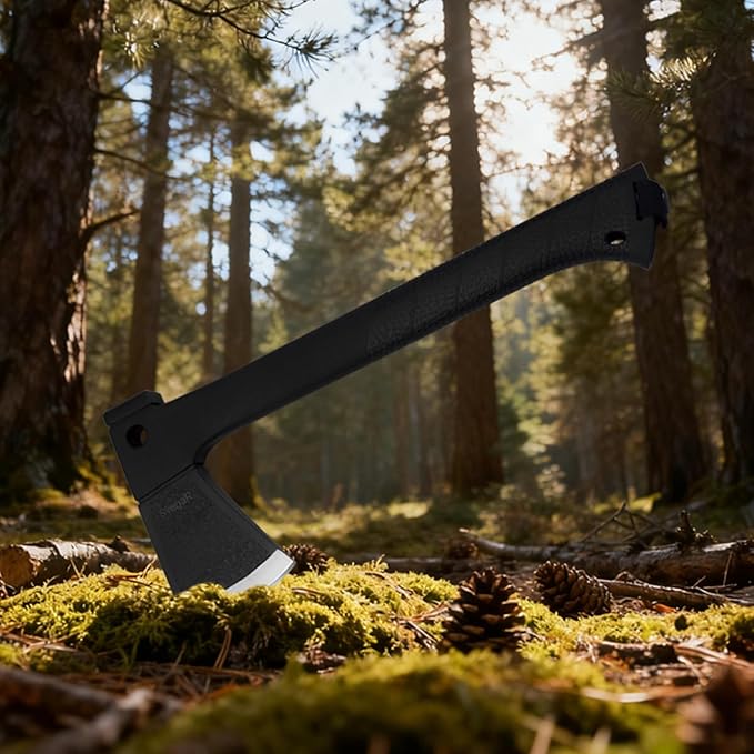 Camping Axe and Hatchet Multi-Tool – 14 Survival Outdoor Axe Includes Handsaw Fire Starter Sheath Fishing Kit &amp Whistle – Compact Tool for Camping Hiking &amp Bushcraft