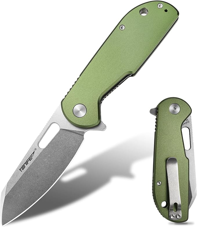 TONIFE Galaxy EDC Folding Pocket Knife with D2 Steel Blade and Aluminum Handle Compact Outdoor Tool for Camping and Everyday Carry (green)