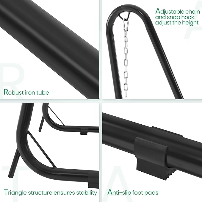 Yaheetech Hammock Stand Only Adjustable Height 79.5-95.5 Double-L Shaped Metal Curved Hammock Chair Stand for Indoor/Outdoor Hanging Egg Swing Chair Max.Weight Capacity 330Lb