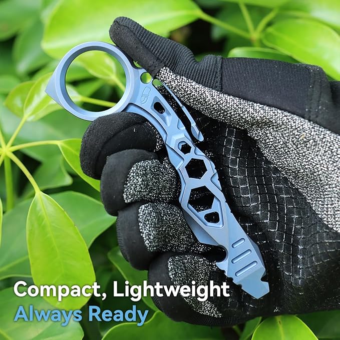 KANSEPT PryMate Blue Anodized Titanium Pry Bar Multitool with Glass Breaker Bottle Opener Hex Bit Pocket Cilp for Your Versatile Companion for Everyday Carry and Camping Accessories G008A5