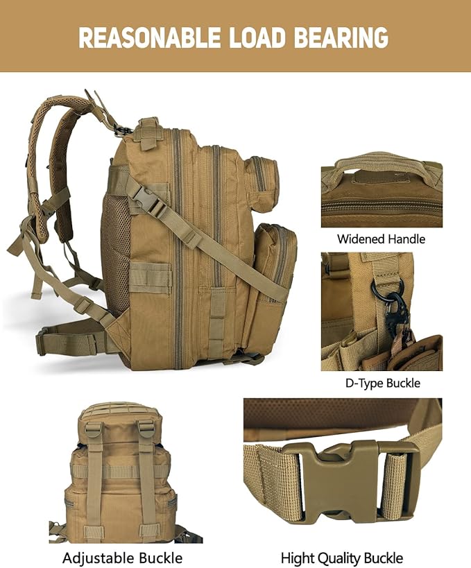BOMTURN for Mens Tactical Backpack Military Backpacks 27L Small Army Survival Backpacks Small Waterproof Bug out Bag