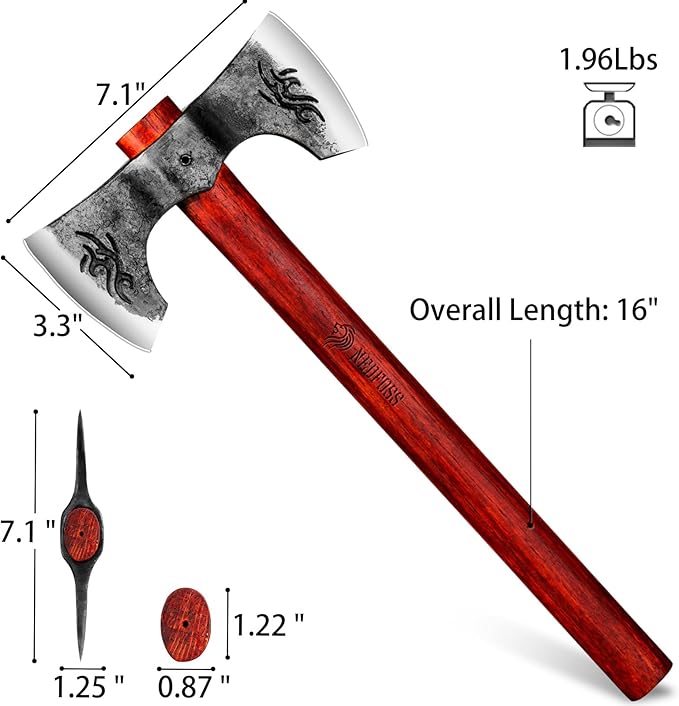 NEDFOSS Vikings Throwing Axes 16 inches Throwing Axe Set with 1065 High Carbon Steel &amp Wooden Handle. Perfect for Axe Throwing Game Recreation Competition &amp Great Gift for Men