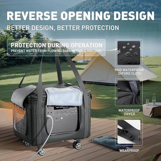 Santiano Power Station Carrying bag 360°Universal Wheels Easy to Carry Waterproof&ampDustproof 18x13x14in Fit1500w-2500w Dabsson/BLUETTI/FOSSIBOT/VTOMAN/JackeryTravel Camping PartiesRV