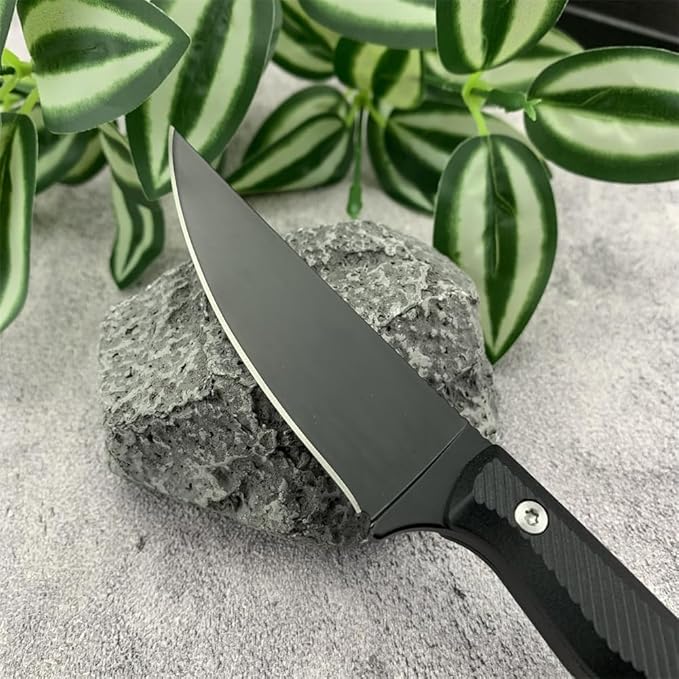 7.8 Outdoor Fixed Blade Knife Full Tang 8Cr13Mov Blade Non-Slip Handle with Grip Ring Kydex Sheath and Clip Compact EDC Camping Cutting Tools Men's Gift