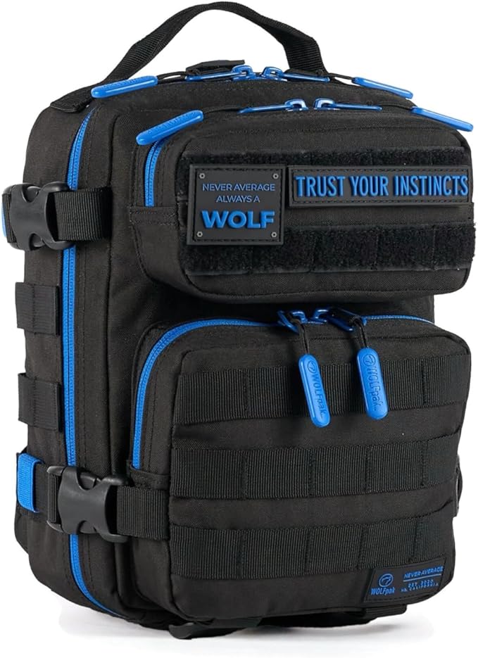 WOLFpak 9L Mini Tactical Backpack (Blue Wolf) | Compact Small Everyday Carry Bag for Gym School Travel | Durable Water-Resistant Daypack with Molle System and Patch Panel
