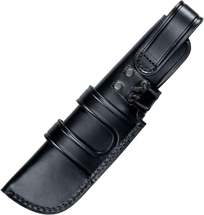 J&ampV Black Bear – Survival Knife for Camping Bushcraft Field Hunting Fishing Blade 11 cm Stainless Steel MOVA-58 Leather Sheath Made in Spain