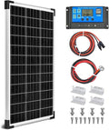 Solar Panel Kit 100W 12V MonocrystallineBattery Maintainer +20A Solar Charge Controller +16.4Ft Extension Cable with Battery Clips O-Ring Terminal for RV Marine Boat Off Grid System