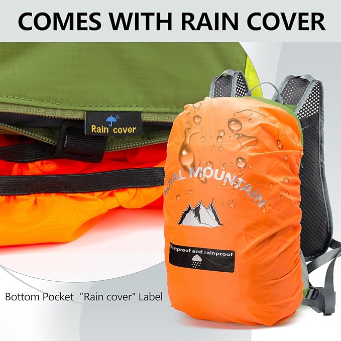 Bike Backpack With Rain-Cover Mountain Biking Backpacks Lightweight Packable Daypack Waterproof For Travel Small Backpack For Bicycle RidingHikingCamping (Army Green)