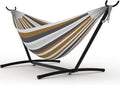 TrailBlaze Heavy Duty Double Hammock with Steel Stand - Portable 2 Person Hammock for Outdoor Patio Garden Backyard or Camping - Space-Saving Comfortable &amp Durable 450 lbs Capacity - Coffee