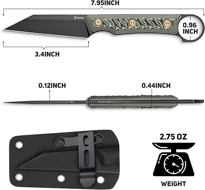 NedFoss RAVEN EDC Fixed Blade Knife with Sheath 3.4 14C28N Steel Hunting Knife with G10 Handle Camping Fixed Blade Small EDC Knives for Hiking Survival