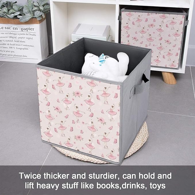 Collapsible Storage Bins with Handles Dance Girl Women Ballet Large Capacity Foldable Cube Box for Blankets Comforters Pillows Perfect for Linen Closet Storage