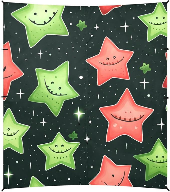 ALAZA Red Green Star Beach Tent Sun Shelter Portable Canopy Sunshade for Outdoor Camping Picnics Backyard Fun 10x9 ft