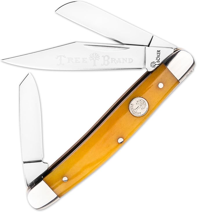 Boker Large Stockman 4 Inch Pocket Knife Smooth Yellow Bone Traditional Series 2.0 Made in Germany