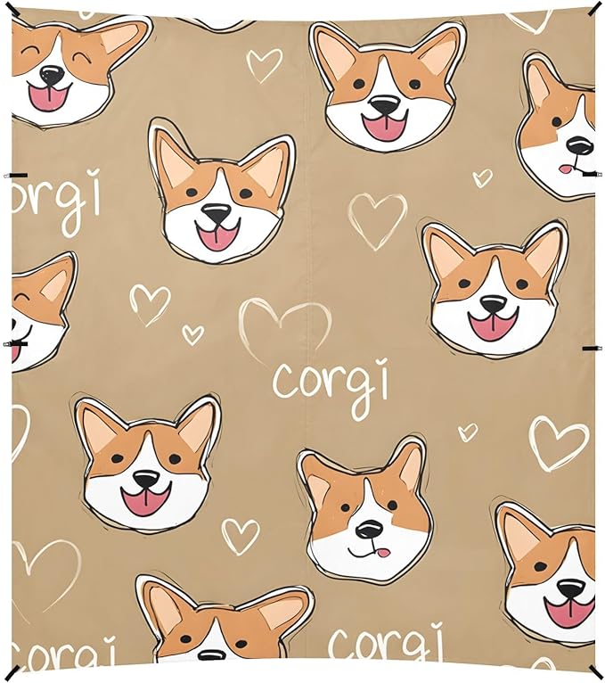 ALAZA Cute Dog Corgi Face Pattern Beach Tent Sun Shelter Portable Canopy Sunshade for Outdoor Camping Picnics Backyard Fun 10x9 ft
