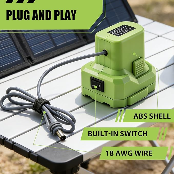 Starlink Mini D.W Battery Adapter for 20V Battery 3.28FT 18AWG Power Cable Cord Plug Weatherproof for Car Camping Travel Outdoor Stable Connectivity Accessories (RYOBI)