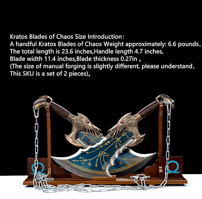 God of War Sword/6.6lb The Blades of Chaos （2 Sets）/5.64lb Leviathan's Axe/Hand Forged high Manganese Steel/Collection Role-Playing Gifts