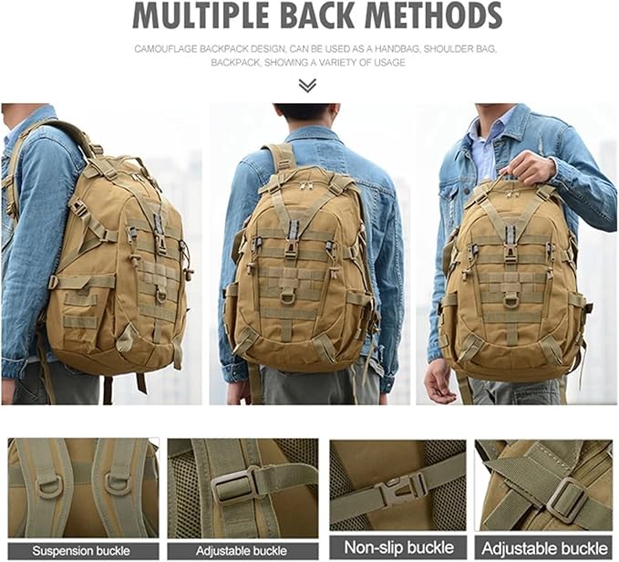 Compatible For 35L Camping Backpack Men Military Tactical Army Climbing Rucksack Hiking Travel(Army Green)