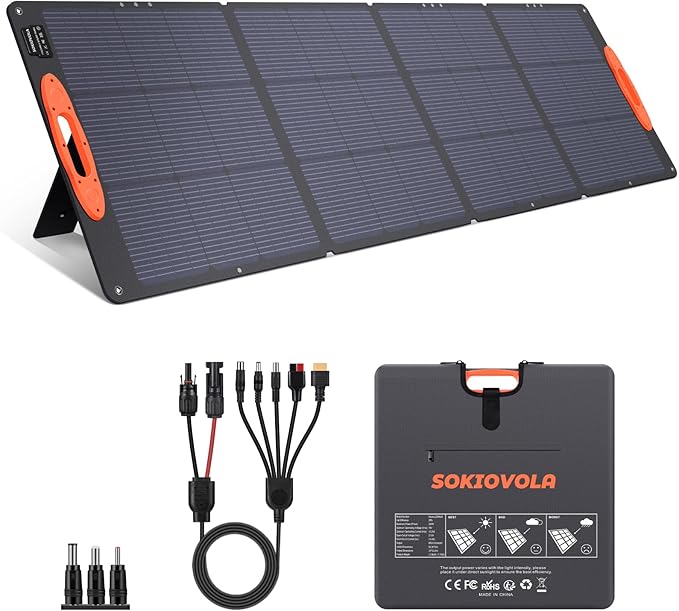 N-Type 16BB 220W Portable Solar Panel for EF/Jackery/Bluetti/Anker Power Station IP68 Waterproof Foldable Solar Panel ETFE 25% High Efficiency for Outdoor Camping RV Trip