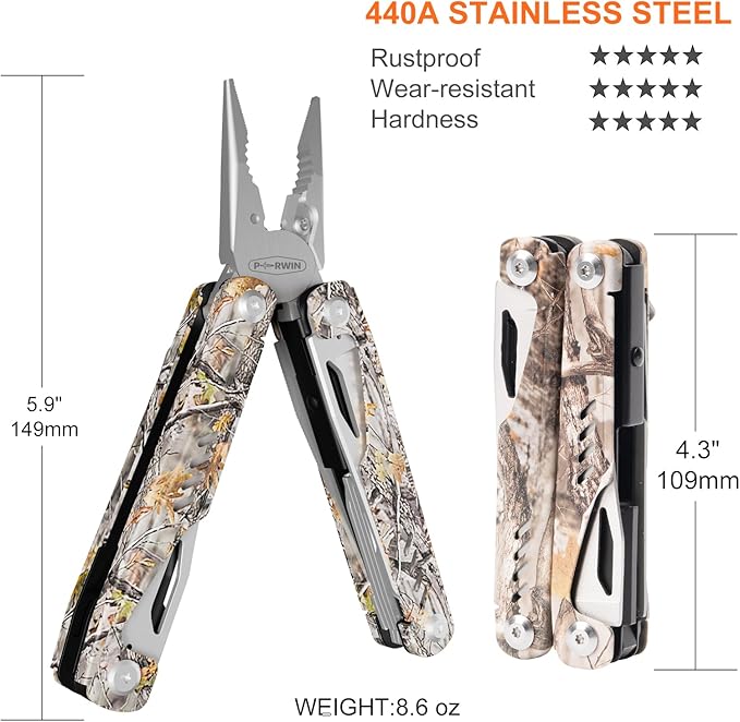 Multitool - 26 in 1 Multi Tool Pliers with Pocket Knife Bottle Opener Saw EDC for Survival Camping Hunting and Hiking Stainless Steel