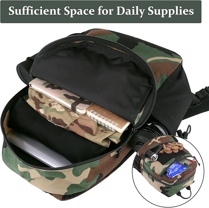 PETAC GEAR 14L Daypack Outdoor EDC Backpack Lightweight Tactical Range Pack Travel Hiking waterproof Daypacks (WL)