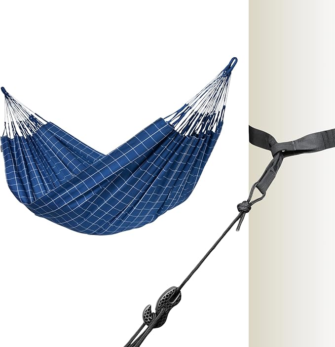 LA Siesta Brisa Classic Hammock with Suspension Tree Straps Handmade Weather-Resistant Tear-Resistant Hammock for Indoor &amp Outdoor Relaxation Size-King - Marine