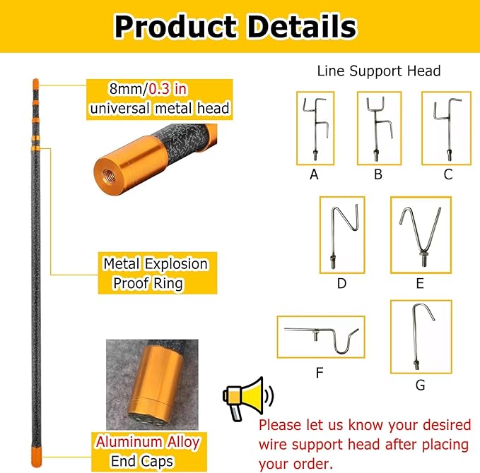 45KV Insulated Line-Supporting Pole 6.6-29.5ft Fiberglass Telescopic Pole Insulation Pick Rod