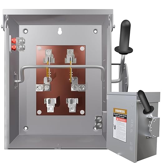 Upgraded 200 Amp Generator Transfer Switch Manual Transfer Switch 2 Pole 4 Wires 120/240-Volt 48000-Watt General-Duty Double Throw Safety Switch Heavy Duty Safety Switch (200A-2P)