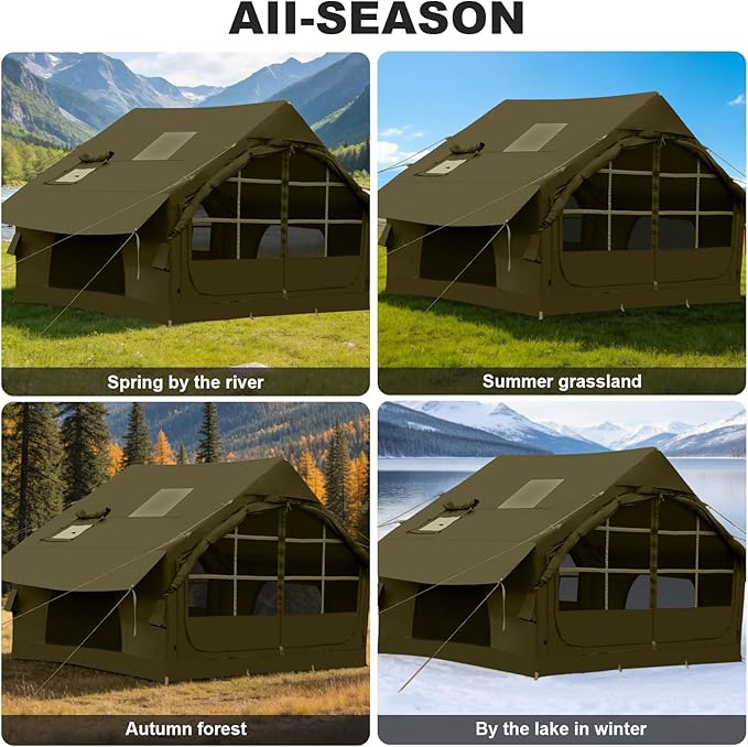 Inflatable Camping Tent2/4/6/8 Person Glamping Inflatable Tents with Awning Quick Setup Blow Up Tents with Pump Waterproof Oxford Inflatable House for Camping Air Glamping Hot Tents for Adult
