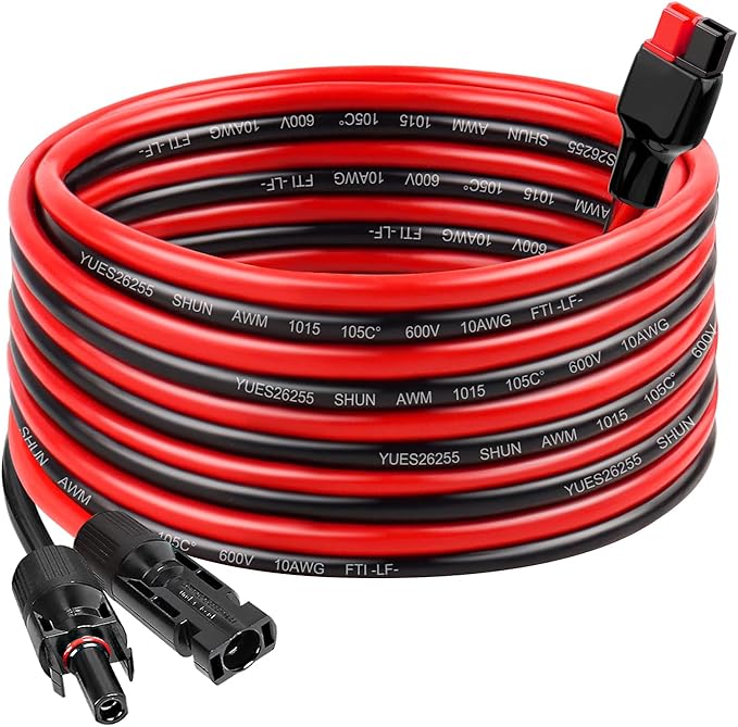 MOOKEERF 10AWG Solar Panel Cable to Anderson Connector - 20FT Solar Extension Cable with Anderson -Style Connector for Portable Power Station Solar Panel Solar Generator
