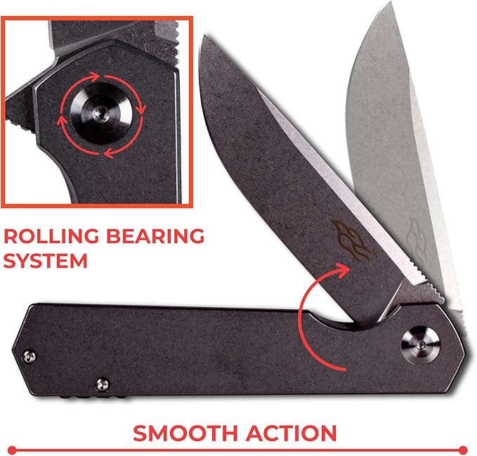 Firebird Ganzo FH13-SS Folding Pocket Knife 3.4 D2 Steel Blade All Steel Handle with Clip Outdoor Camping EDC Utility Pocket Knife (Titan Dark grey)