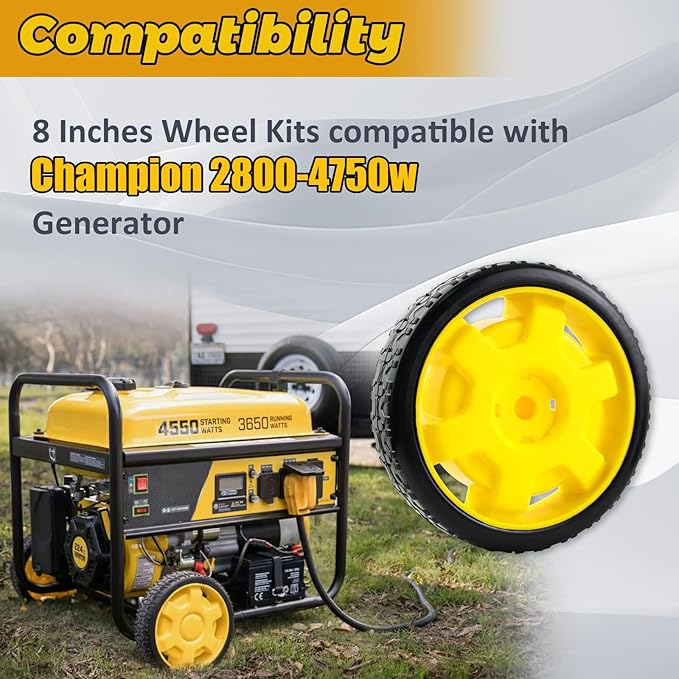 abliubale 40065 Wheel Kit Compatible with Champion 2800-4750w with Never Flat Tires and Folding Handle #100718155-0001