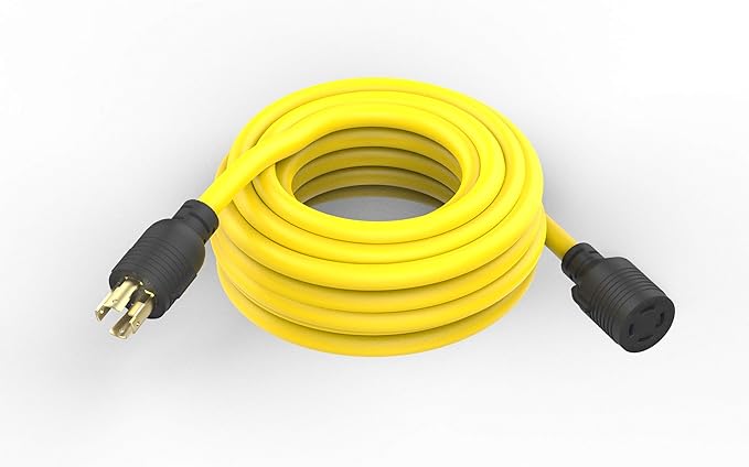25 Feet NEMA L14-30P/L14-30R Generator Extension Cords 4 Prong Heavy Duty 30 Amp125/250VUp to 7500W 10AWG Cable and The Cable UL CertificationYellow