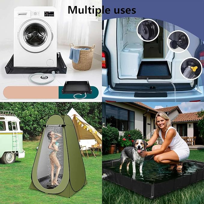 Shower Basin with Drain Hose Shower Pan Foldable Outdoor Flooring for OutdoorCampingBeach Caravan and Shower Stall