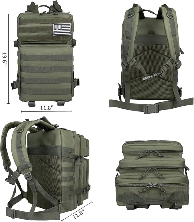 50L Tactical Backpack Training Gym Fitness Bag Outdoor Hiking Camping Army Molle Backpacks for Men Travel (Light Green)