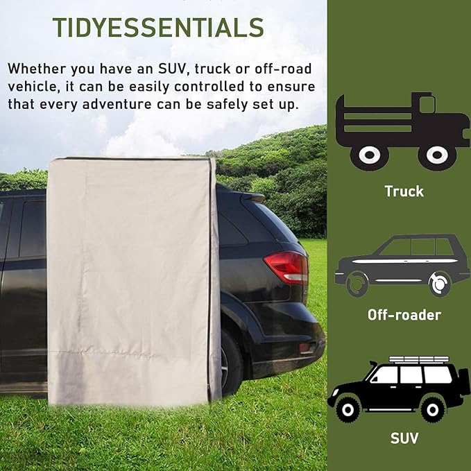 Shower Awning Tent with Roof Vehicle Side Shower Room with LED Light Outdoor Camping Privacy Shelter Restroom Bathroom Waterproof (100x100x200cm)