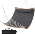 SUNCREAT Portable Double Hammock with Curved Spreader Bar 450 lbs Capacity Heavy Duty Outdoor Hammock with Outer Bag Dark Gray