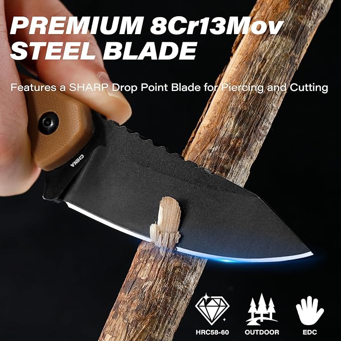 Dispatch Axis Lock Pocket Knife with Full Tang Fixed Blade Knife