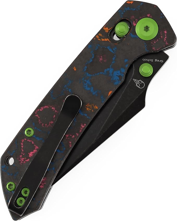 KANSEPT Fenrir Pocket Knife3.48'' Black Stonewashed CPM S35VN Harpoon Blade80S Camo CarbonFiber HandleThumb Stud PocketClip for EdcCamping Survival Hiking Folding Knives K1034V4