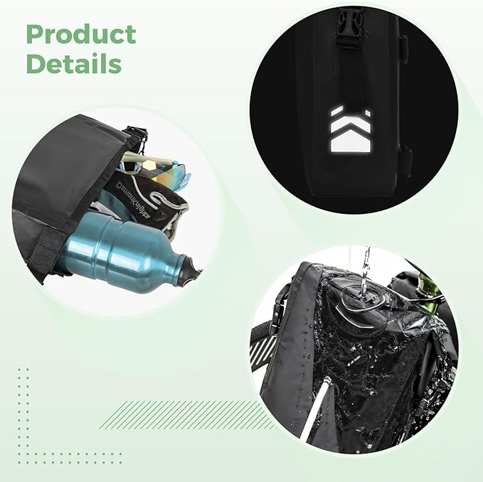 Bike Front Fork Waterproof Bag 6 L Quick Release Dry Bag Sturdy Nylon with Reflective Details Easy Access for Commuting and Outdoor Adventures