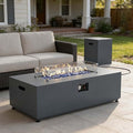 42 Inch Gas Fire Pit Table 55000 BTU Propane Fire Pits for Outside with Aluminum Lid and Waterproof Cover 2 in 1 Firepit Table