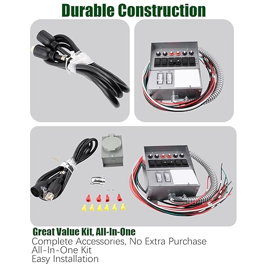 31406CWK 30 Amp 6-Circuit Pro/Tran Transfer Switch Kit Fit for for Generators (7500 Watts) Steel Plug-in Blade Terminal Gray